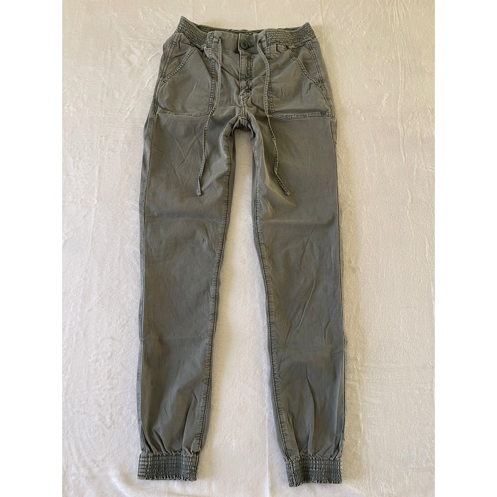 American Eagle Grey Cargo Joggers Womens 10 Long Smocked Waist Utility Pants